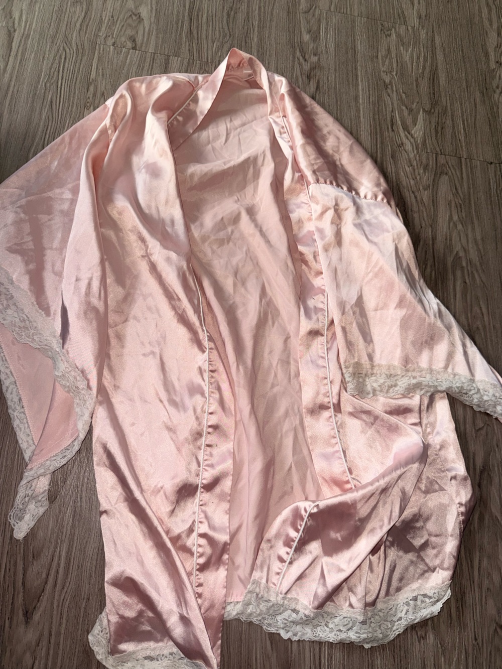 Pink Lace-Trim Sleep Robe open robe